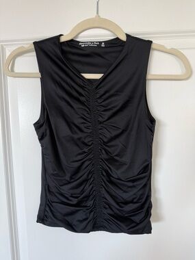 Abercrombie & Fitch Black Ruched Front Tank